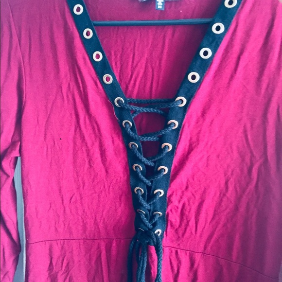 Long sleeve bodycon dress with lace up detail - Picture 3 of 5